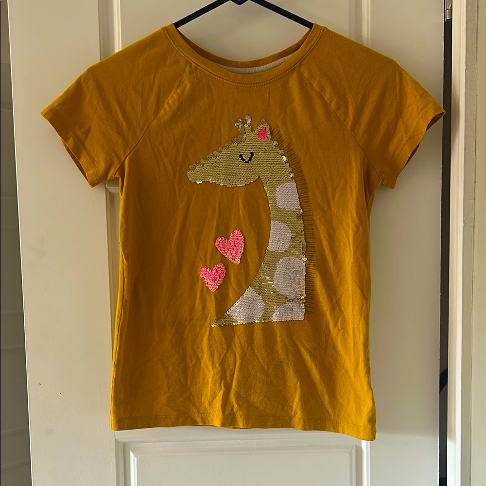 Cat & Jack Yellow Sequin Giraffe Tee